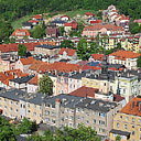 Widok na Bolków z wieży zamkowej